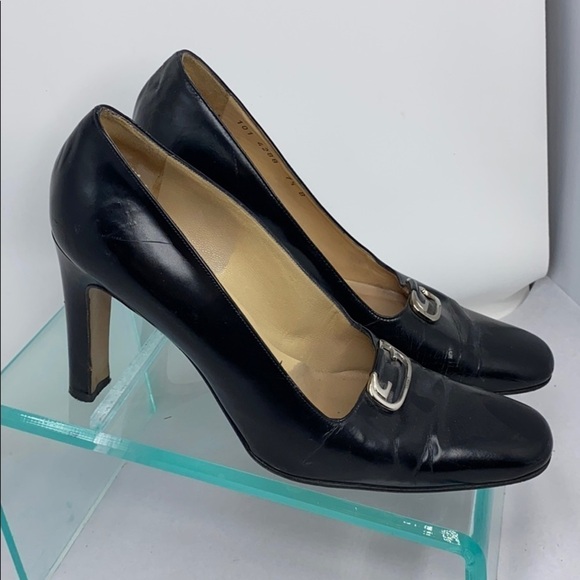 Gucci Sz 7.5B Black Leather Pumps - Picture 4 of 14